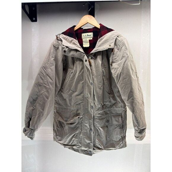 Vintage L.L. Bean Womens Medium Hooded Jacket Parka Coat Cotton Outer Wool Inner - Picture 1 of 5
